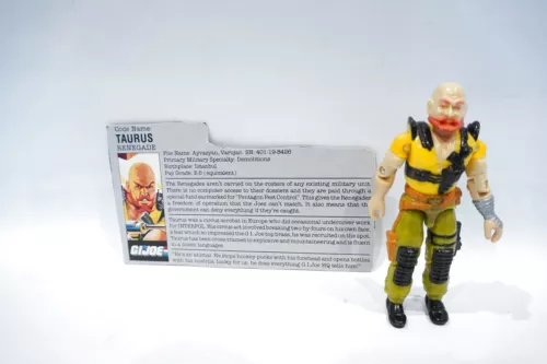 Vintage GI JOE ARAH 1987 Taurus Action Figure (v1) w/ File Card Good Joints