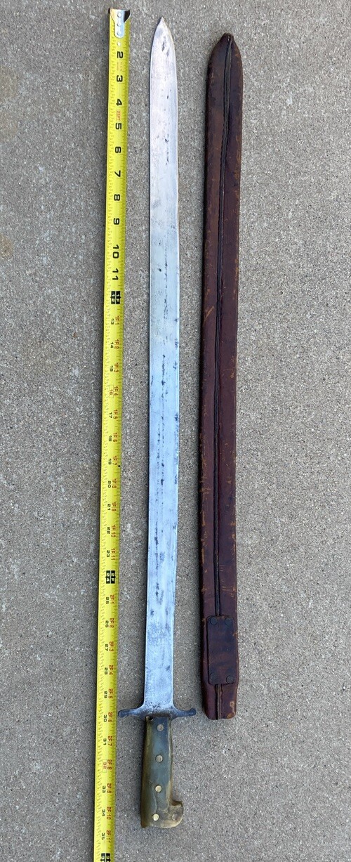RARE 32" U.S. Collins & Co. #326 Machete / Sword with Tooled Scabbard