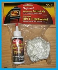 IMPERIAL GA0190 Replacement Wood Stove Gasket Kit 1/4" x 6' with Glue Fiberglass