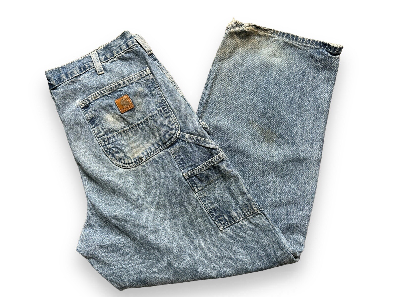 Vintage Carhartt Denim Blue Carpenter Work Jeans W36” L30”