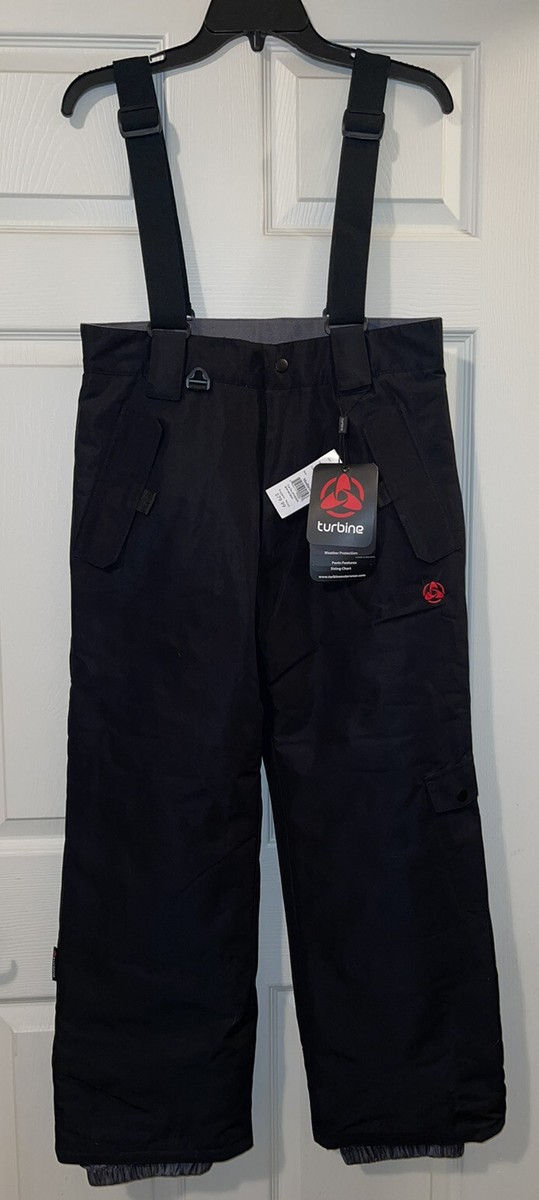 Turbine Kids Youth Snow Ski Pants Bib- Boys Size Medium NWT Black