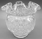 Vintage Fenton Art Glass Clear Small Vase Scalloped Ruffled Edges Bowl