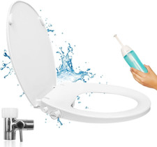 Slow-Close Elongated Bidet Seat Dual Nozzles Self Cleaning Bidet with Adjustable