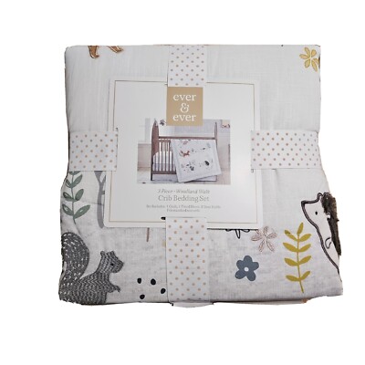 Ever & Ever Woodland Walk 3 Piece Crib Bedding Set