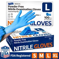 Medical Nitrile Exam Gloves Blue Powder-Free Food-Safe Cleaning Disposable Glove