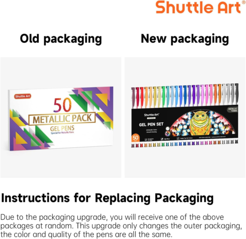 50 Pack Metallic Gel Pens, 25 Metallic Gel Pens Set with 25 Refills Perfect for - Picture 8 of 12