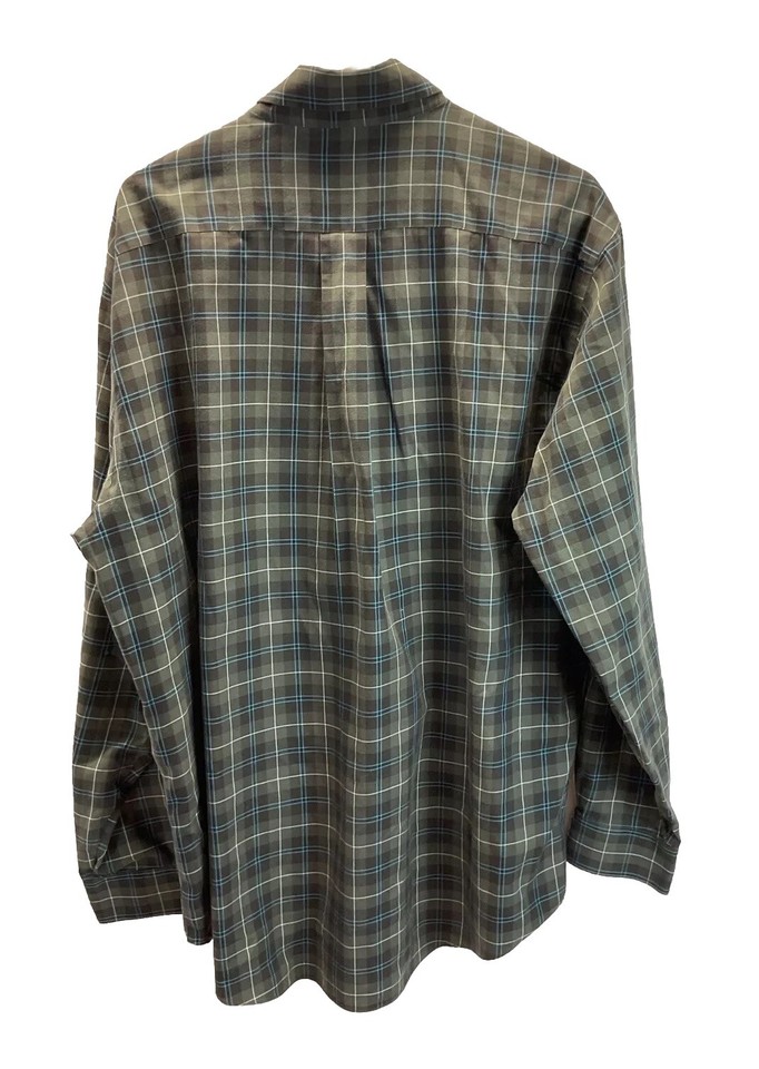Brooks Brothers Mens Long Sleeve Shirt Size Large green Plaid Cotton