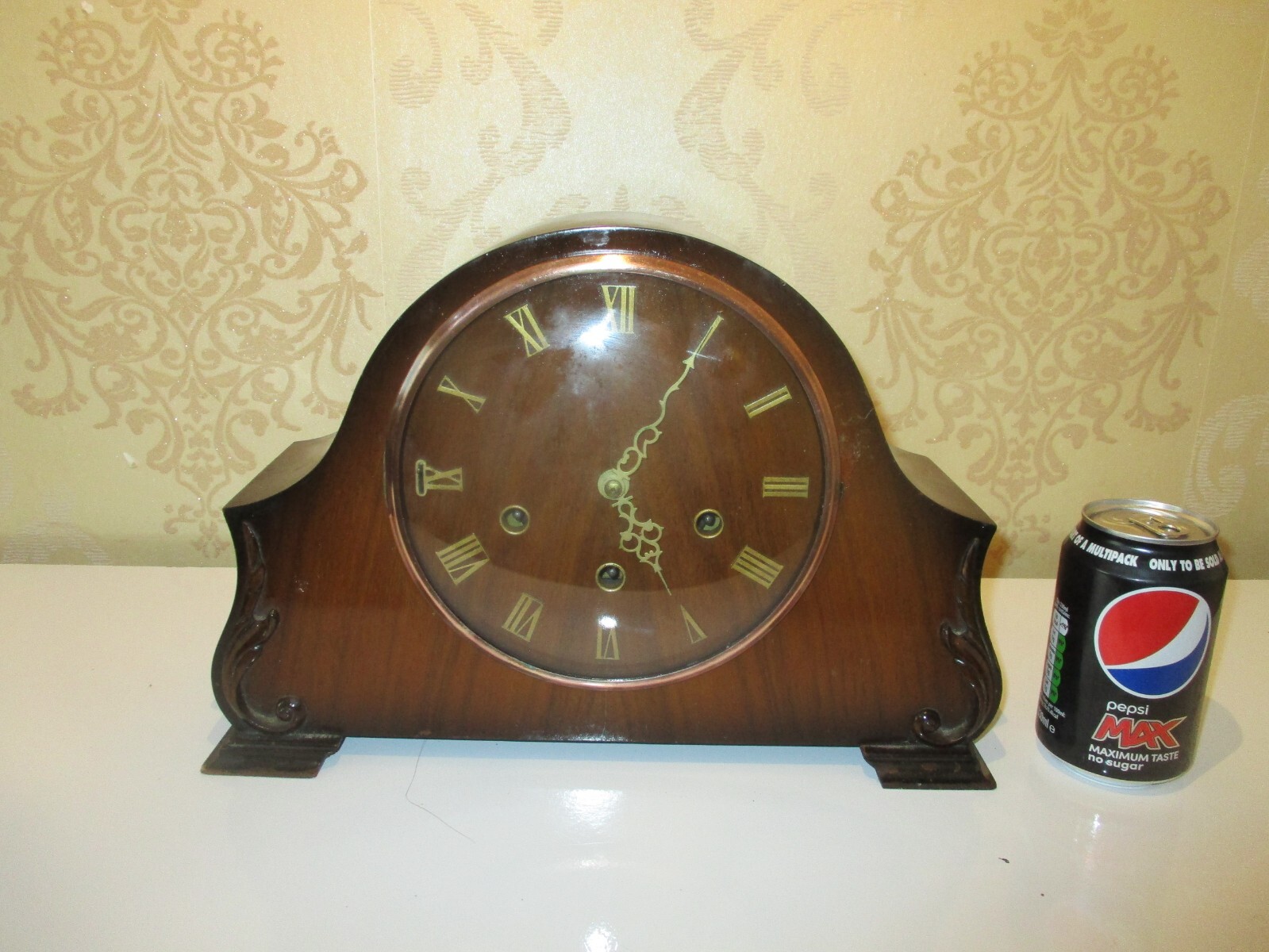 BEAUTIFUL VINTAGE SMITHS MECHANICAL WESTMINSTER CHIMING MANTLE CLOCK