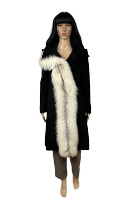 Sportmax Defile Wool Coat Finland Fox Fur Trim size US2 IT36