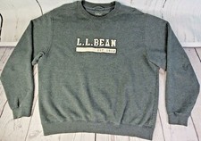 L.L. Bean Crewneck Sweatshirt Men L Gray Embroidered Logo Cotton Blend Pullover