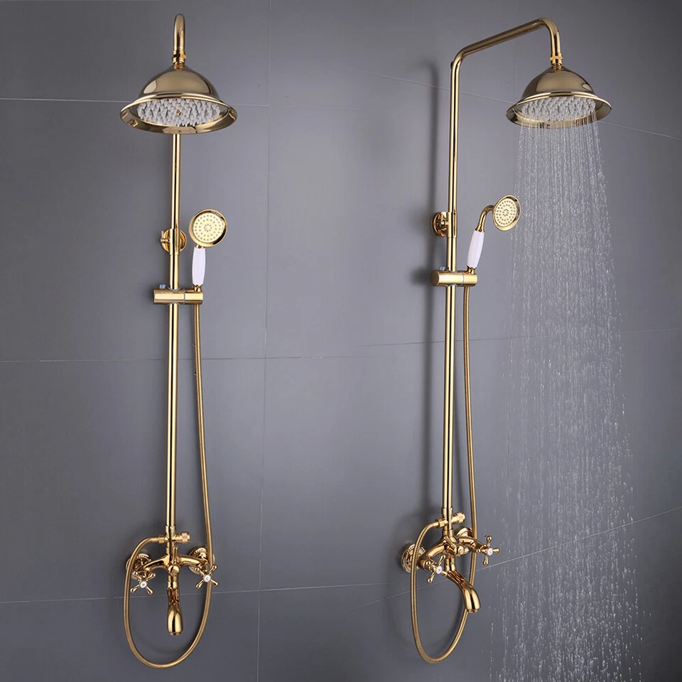 Retro Gold Duschset Duscharmatur Bad Duschsystem Regendusche mit Handbrause DHL - Bild 3 von 4