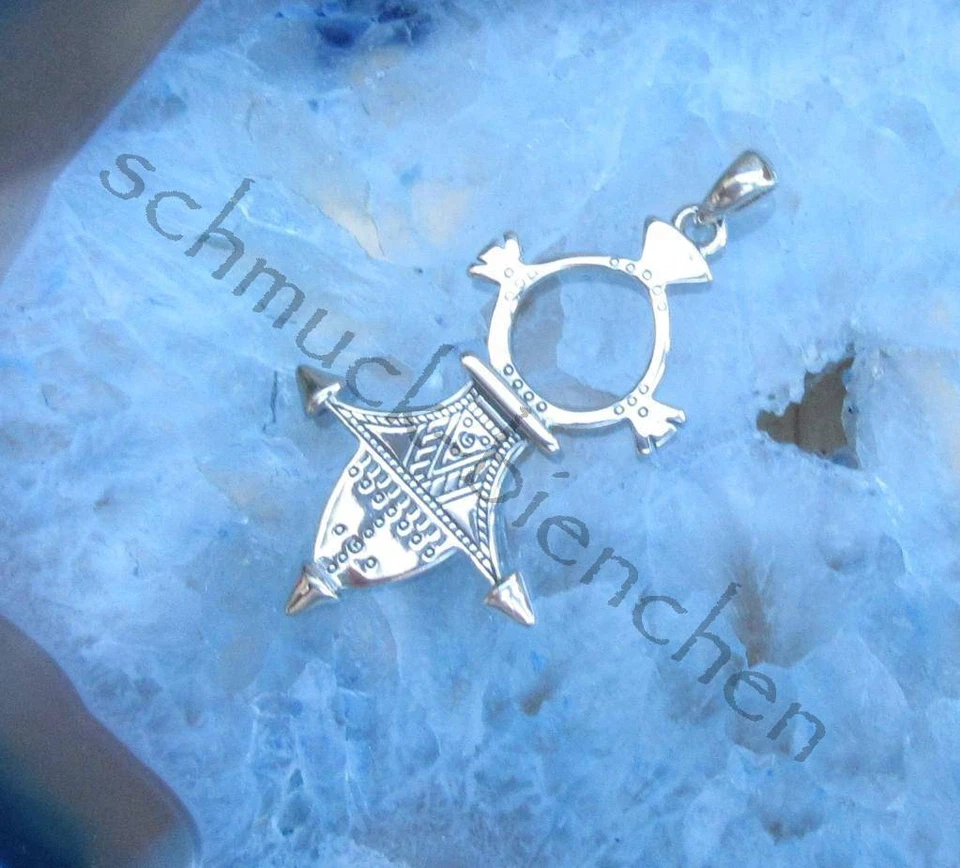 KX Ciondolo a Croce Di Iferouane Tuareg Marocco Argento Sterling 925 Replica - Immagine 2 di 4