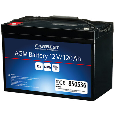 Carbest AGM Batterie 120Ah PowerLine Solarbatterie Versorgungsbatterie Wohnmobil