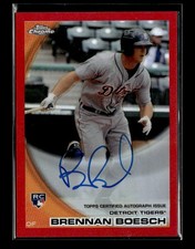 2010 Topps Chrome #182 Brennan Boesch Rookie Autographs Red Refractors #/25