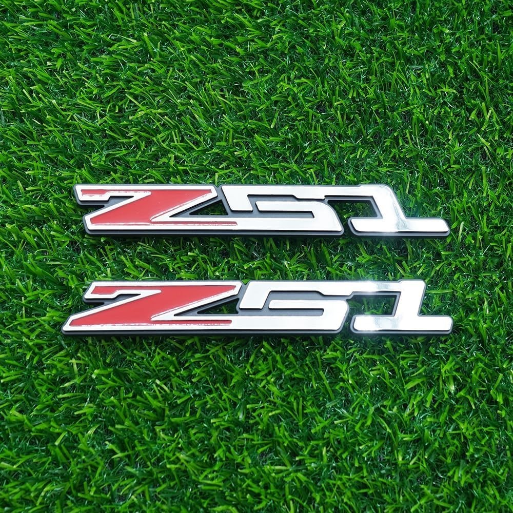 Pair Set z51 Right & Left Door Badge Nameplate 3D Emblem Chrome Red