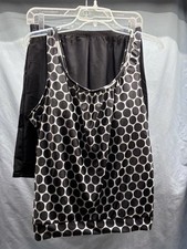 NWOT 2 Piece Swim Suit XL Polka Dot Tankini Style Long Shorts Stretch