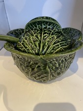 Vintage Green Cabbage Soup Tureen With Lid And Matching Ladle