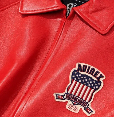 Avirex Men's Real Leather Jacket Sheepskin Flight Bomber American Varsity Jacket image 4