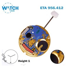 ETA 956.412 Swiss Made Movement - 3 Hands-Gold Date Disk AT 6- H:1 