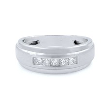 Princess Cut Mens Diamond Wedding Band Ring 10k White Gold 0.40 Cttw Size 10