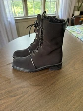 Stuart Weitzman Lace Up Lug Sole Gore Tex Combat Boots-leather Trim 8.5AA