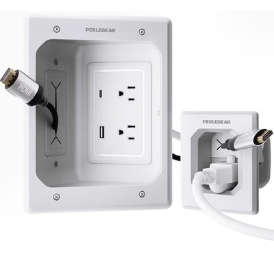 Perlegear In-Wall Cable Management Kit w/ USB-A & USB-C TV Cord Hider
