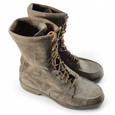 Vintage Wolverine Pigskin Suede Leather Lace Up Moc Toe Work Boots Mens 9.5 E 8''