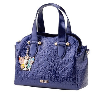   Sailor Moon x Anna Sui Navy Embossed Handbag Rainbow Moon Chalice Charm NWT