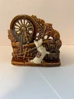 Vintage McCoy Planter  1950's Spinning Wheel with Scottie Dog and Cat