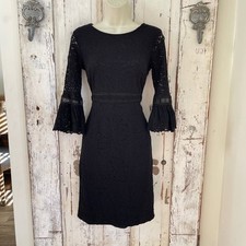 Tommy Hilfiger Size 4 Womans Black Lace Bell Sleeve Sheath Career Cocktail Dress