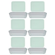 Pyrex 6 7210 3-cup Glass Dishes  6 7210-PC Muddy Aqua Lids