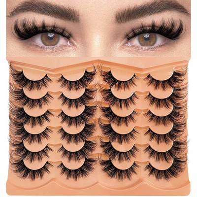 Manga Cat Eye False Eyelashes 12 Pairs - Thick, Long, Wispy, Natural Look