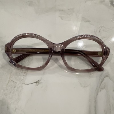 Rochas MARTINE DELUXE Women s Vintage Purple Oval Plastic Full Rim Frames 53-16