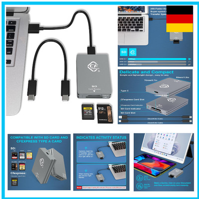 CFexpress Typ A Kartenlesegerät, USB 3.2 Gen 2 10Gbit/s mit Zwei Steckplätzen