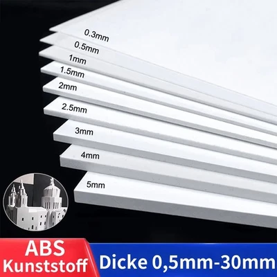 ABS Kunststoffplatte Platte Stärken 1,2,3,5,6,8mm - 30mm Weiß Kunststoff Platte - Bild 1 von 4