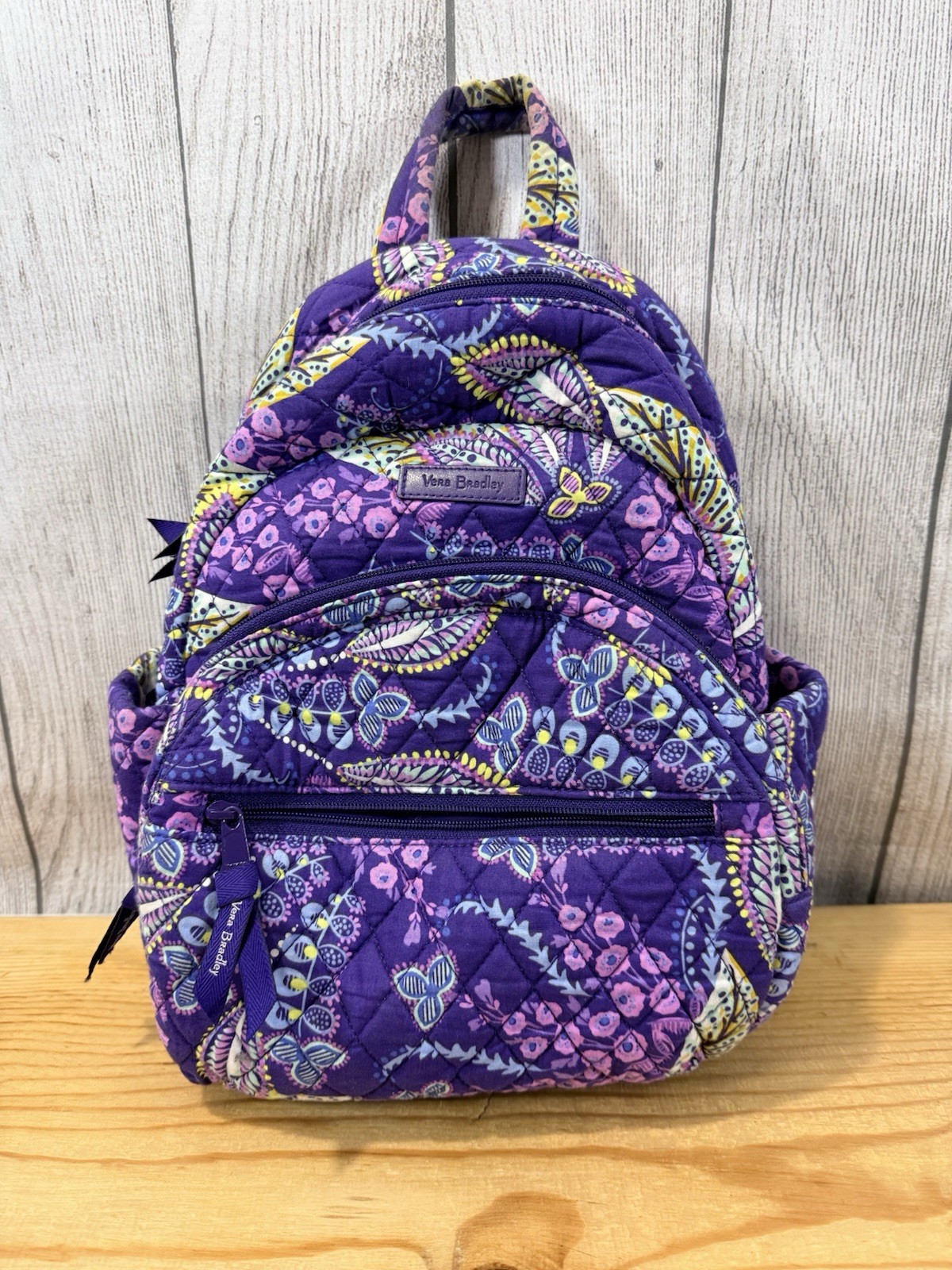 Vera Bradley Backpack Bag Purple Floral Flowers Quilted