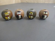 Lot of Vintage Wooden Owl Macrame Beads
