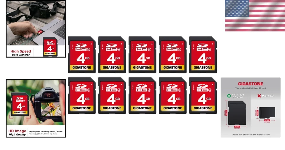 4GB SD Card 10-Pack for Photo Video Music, Class 4 - Image 2 of 4