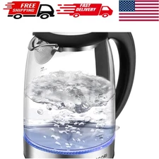 Plastic-Free Electric Kettle - 1.8Qt Borosilicate Glass for Precise Pouring