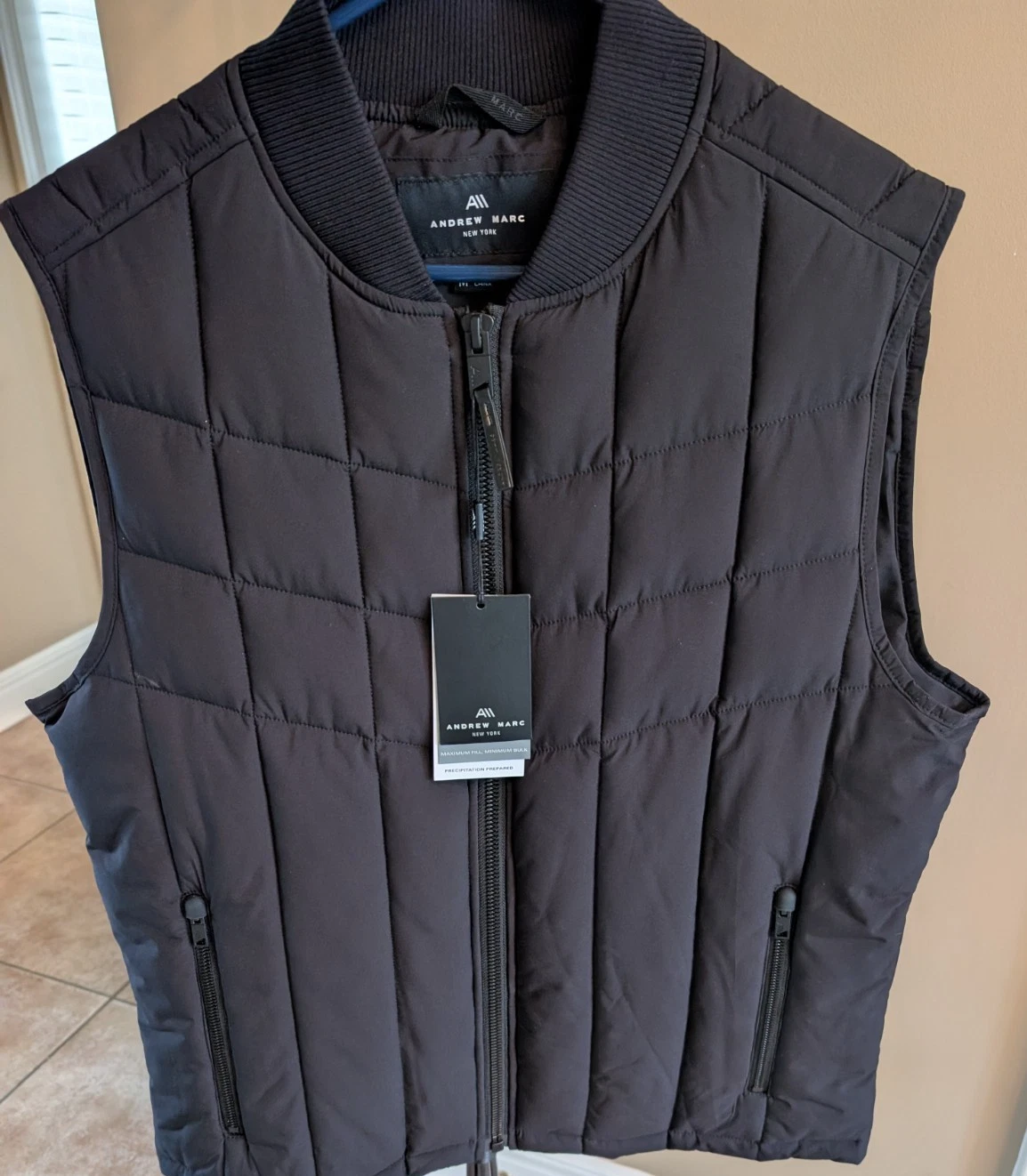 Andrew Marc New York Men's Sleeveless Full Zip Black Jacket Sz M New