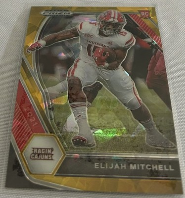 2021 Prizm Draft Football Elijah Mitchell Louisiana Ragin Cajuns Gold Ice Prizm