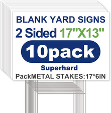 10-Pack 17"X13" Blank Yard Signs with Stakes, Corrugated Plastic Board Yard Sign