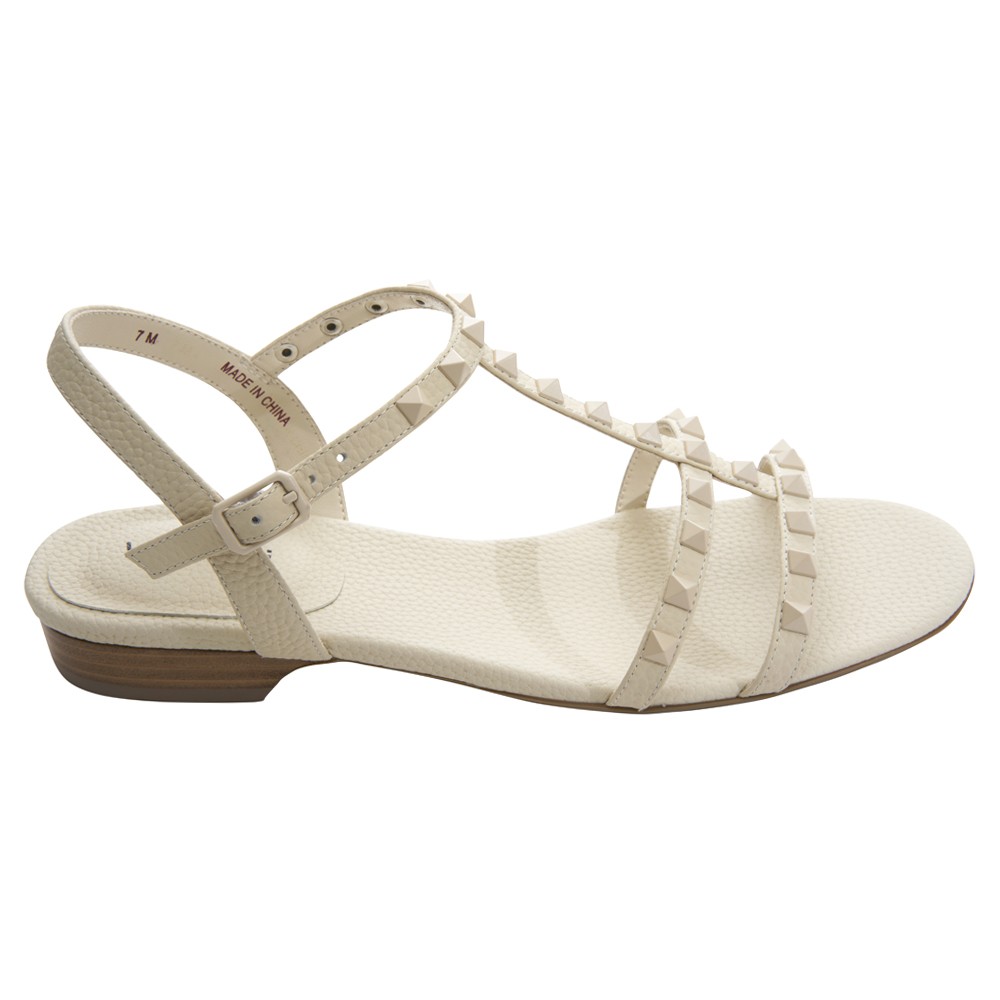 VANELi Brunel Studded Flat Strappy  Womens Off White Casual Sandals 311707