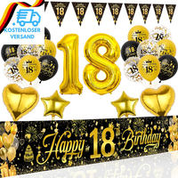 Deko 18. Geburtstag Junge MäDchen - Schwarz Gold Geburtstagsdeko Luftballons Hap