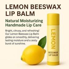 Lemon Beeswax Lip Balm   Natural Moisturizing Handmade Lip Care