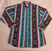 Vintage Express Rider Aztec Stripe Navajo Southwest Cowboy Western Shirt Men 2XL