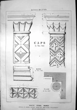 Antique Print South Stoke Church Details Norman Doorway Caps Base Plan 1870