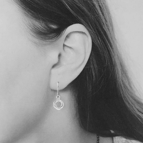 Simple 925 Sterling Silver Lever Back Earrings Minimalist Love Knot Dangle Gift - Picture 2 of 8