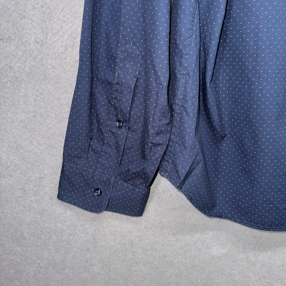 J. Crew Shirt Mens Size XL Navy Red Slim Fit Button Down Polka Dot Long Sleeve - Image 3 of 4