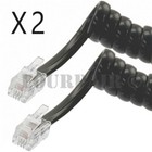 2 Pack Lot - 7ft Telephone Handset Receiver Cord Phone Coil Cable 4P4C - Black